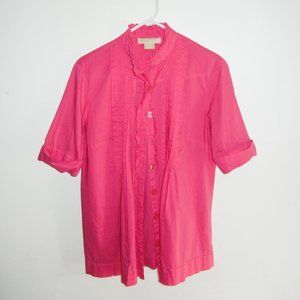 Michael Kors | Pink | Short Sleeve | Ruffle Blouse